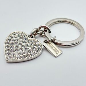 Coach Rhinestone Heart Key Fob Hangs 3 inches